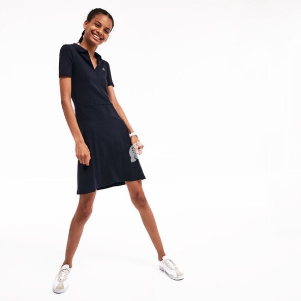 Lacoste Short Sleeve Ribbed Polo Dress